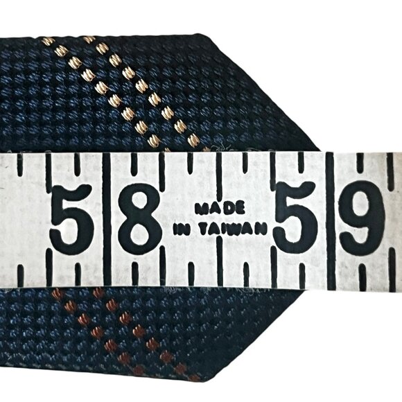 VOX Pure Silk Tie 59" Navy Blue With Yellow & Red Stripes Traditional Work - Picture 6 of 7